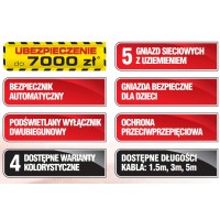 Listwa Zasilająca Acar X5 1.5m Szaro-Czarna 5 Gniazd